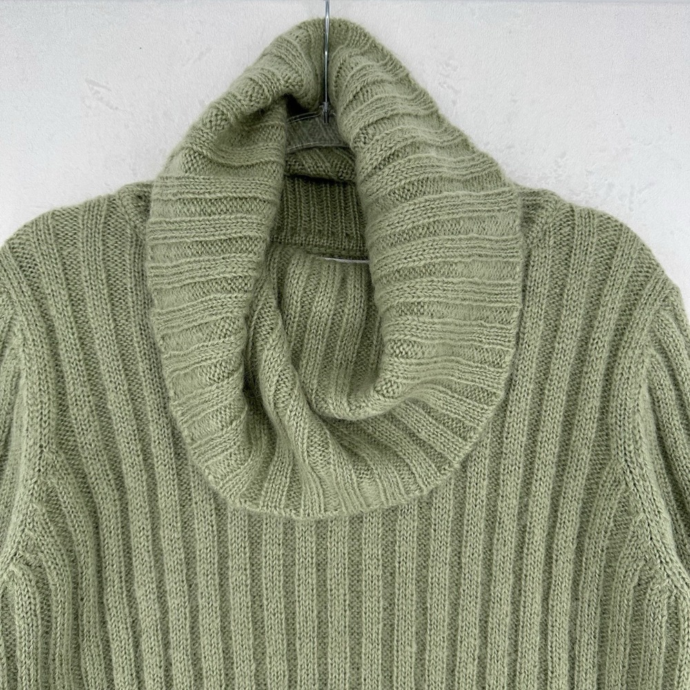 Vintage Jones NY Sport Turtleneck‎ Sweater Womens M Green Mohair Blend Ribbed - Picture 4 of 9
